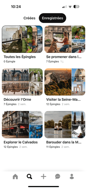 Capture d'écran du compte Pinterest de Normandie Tourisme